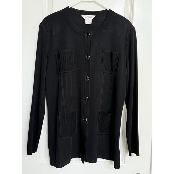 Misook Women’s XL Jeweled Button-Up Knit Cardigan Blazer Career Chic Structured - Picture 1 of 7